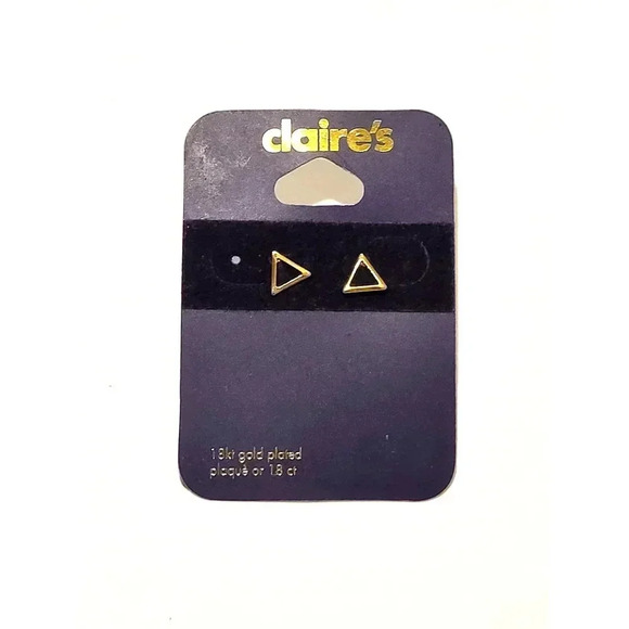 Claire's 18Kt Gold Plated Triangle Earrings New - Picture 1 of 1
